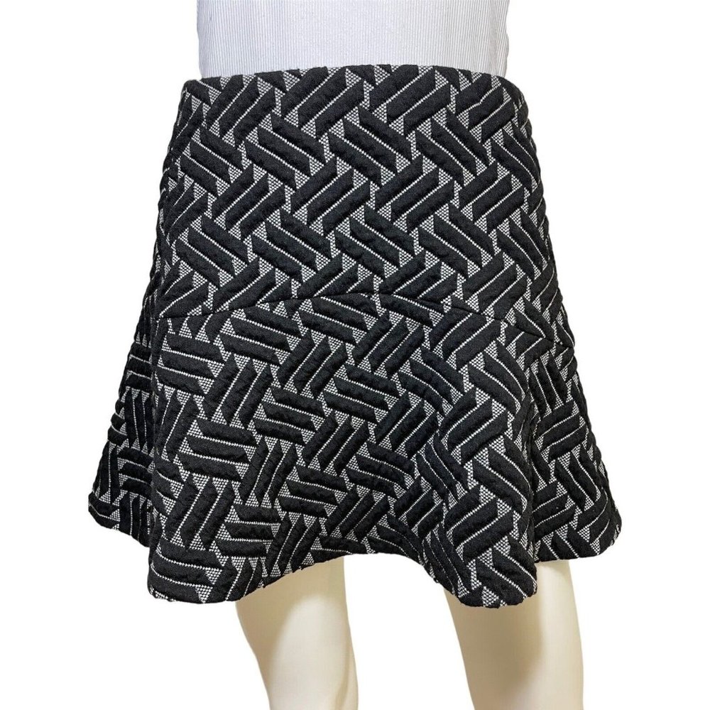 Aqua Women's Mini Skirt Short Flare Black Grey  Size L
